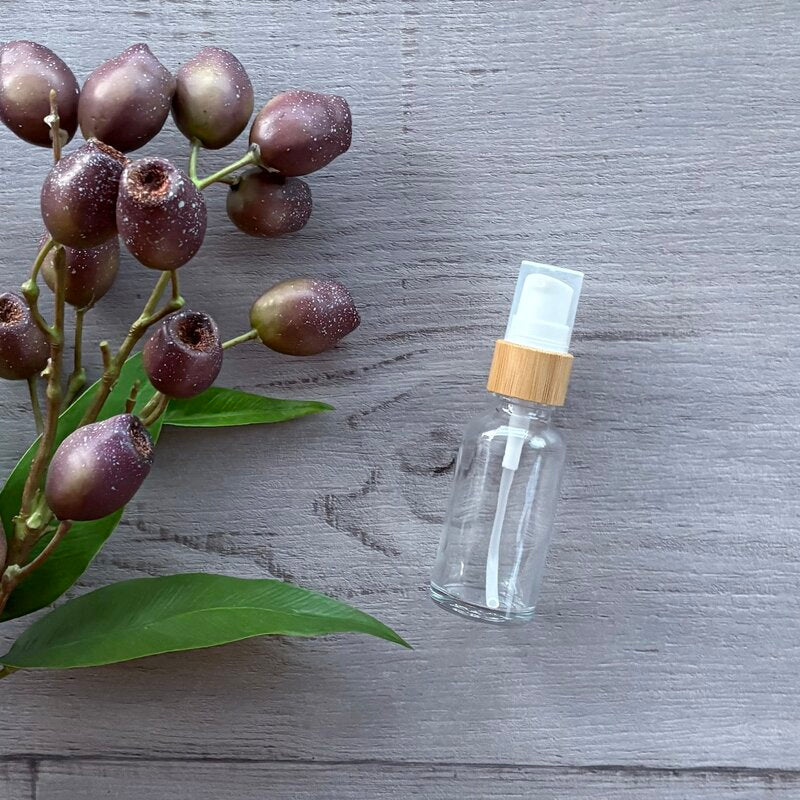 30ml clear glass bottle with bamboo pump x 1