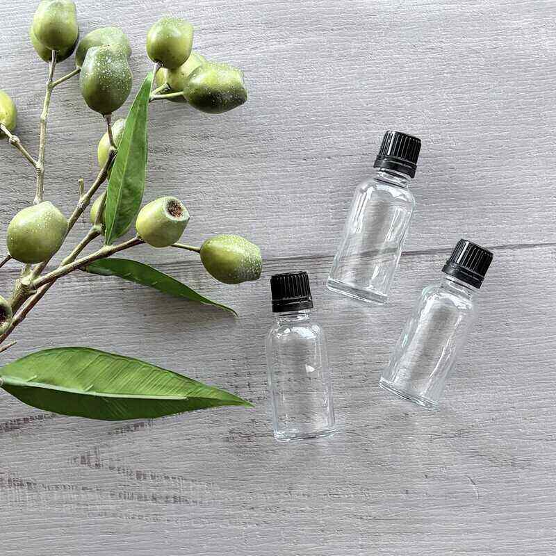 30ml Clear Thick Glass Bottle with Black Dripolator x 3