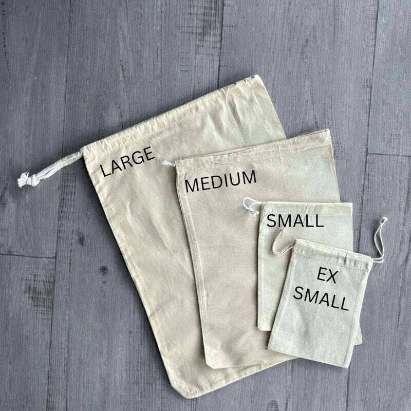 Custom Printed Medium Calico Bag with Drawstring MOQ 25