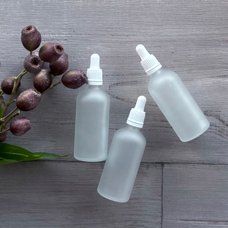 100ml Frosted Glass Bottle with White Tamper Evident Dropper