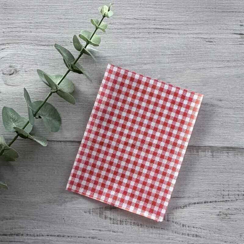 red gingham check greaseproof paper 190mm x 150mm sheets 400pk