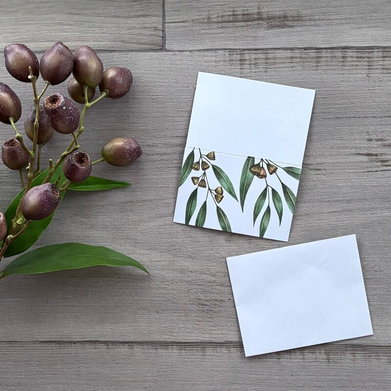 gum leaf and nut design gift card with envelope 25pack