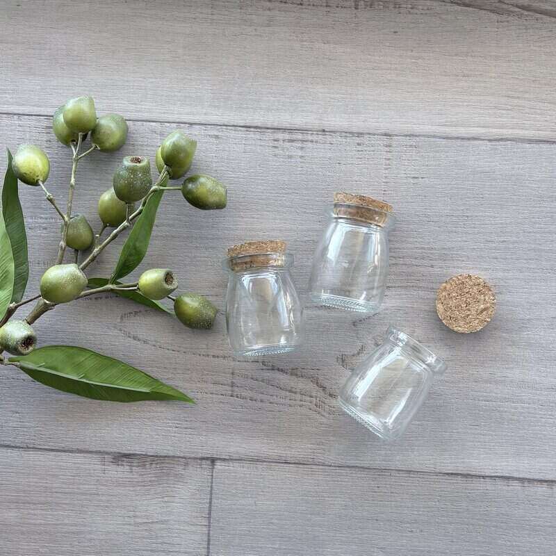 Bell Shape Thick Glass Jar With Cork Lid - 100ml X 3 LID OFF