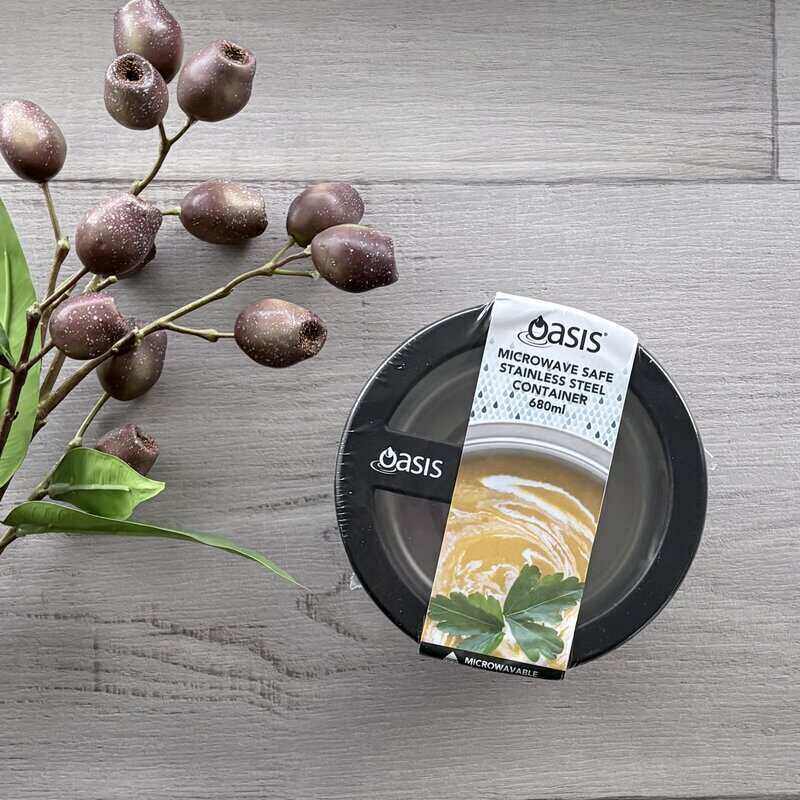 Oasis Microwave Safe Round S/S Container 680ml - Black