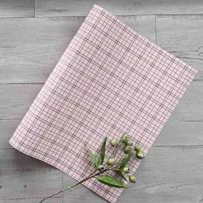 Classic plaid dusty pink kraft wrapping paper, 80gsm, supplied in a 600mm wide by 40-metre bulk counter roll for gifts and packaging.