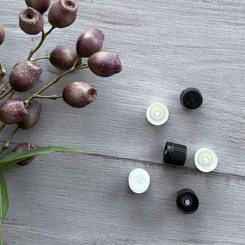18mm black and white tamper evident cap with dripolator