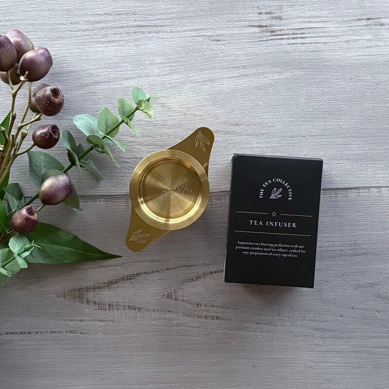 gold tea infuser & box by the tea collective stainless steel @ centaur packaging