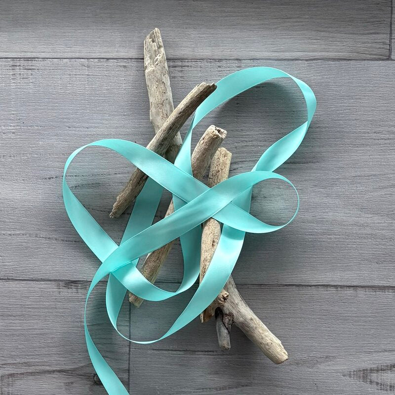 double sided deluxe satin ribbon 25mm x 25mt tiffany blue