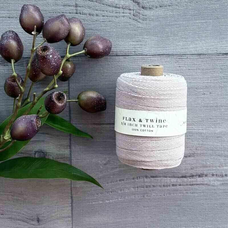 100% cotton twill tape by flax & twine 3/8 inch mushroom centaur packaging