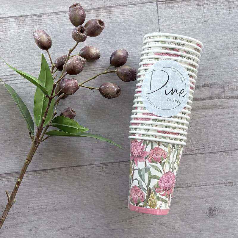 Paper Cup 20pk - Pink Waratah