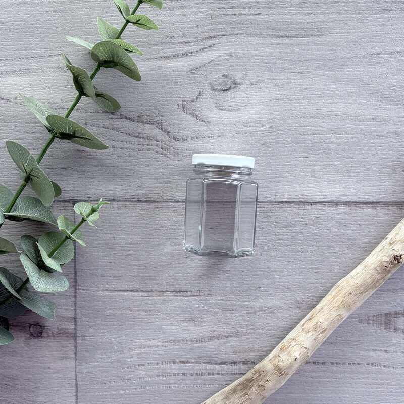 Hexagonal Jam Jar 110ml - White Lid single jar