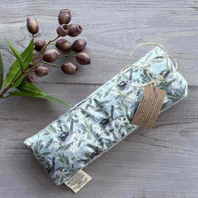 Blue Wren design tasmanian lavender hot/cold pack with wool backing