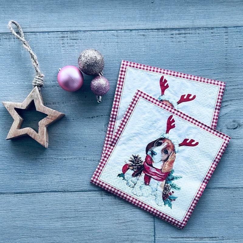 santa dog paper napkins