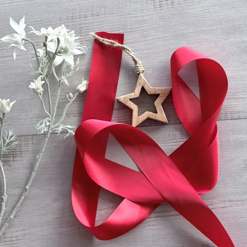 Satin Ribbon Deluxe Double Faced 50mm x 25mt - Rouge Red