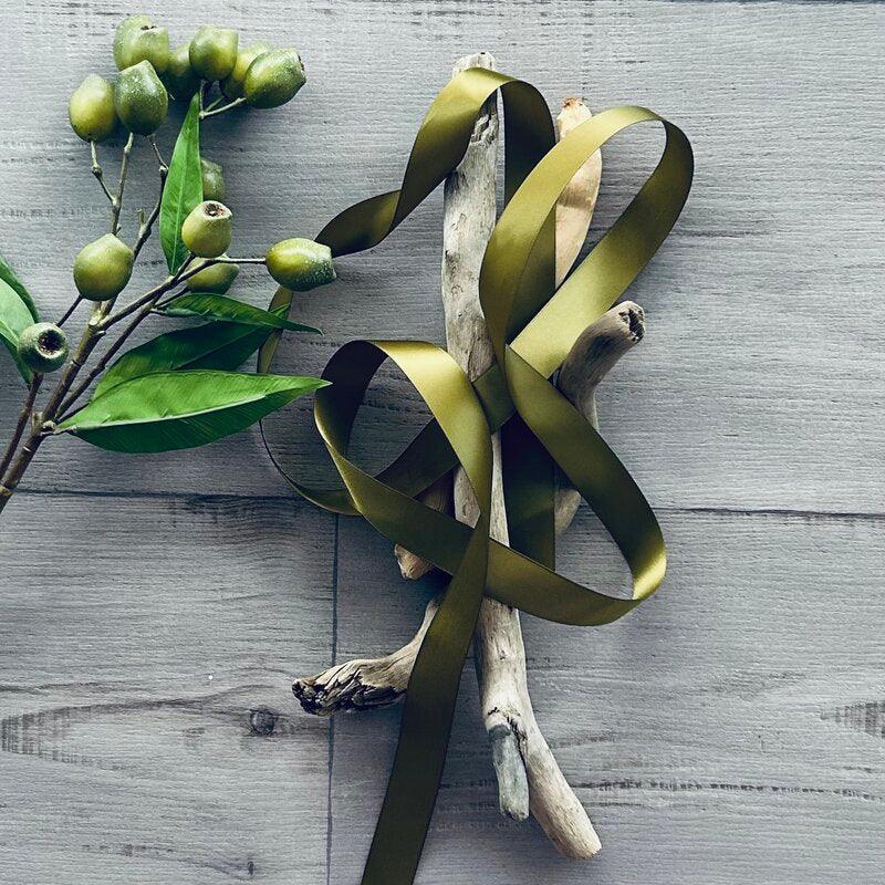 Satin Ribbon Deluxe Double Faced - Olive - centaur packaging