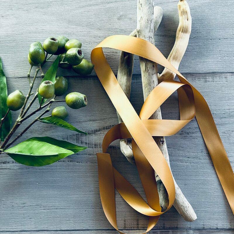 gold double faced satin ribbon 25mm x 25mt