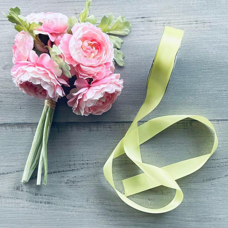 double faced satin ribbon lemon colour 2.cm x 25mt roll