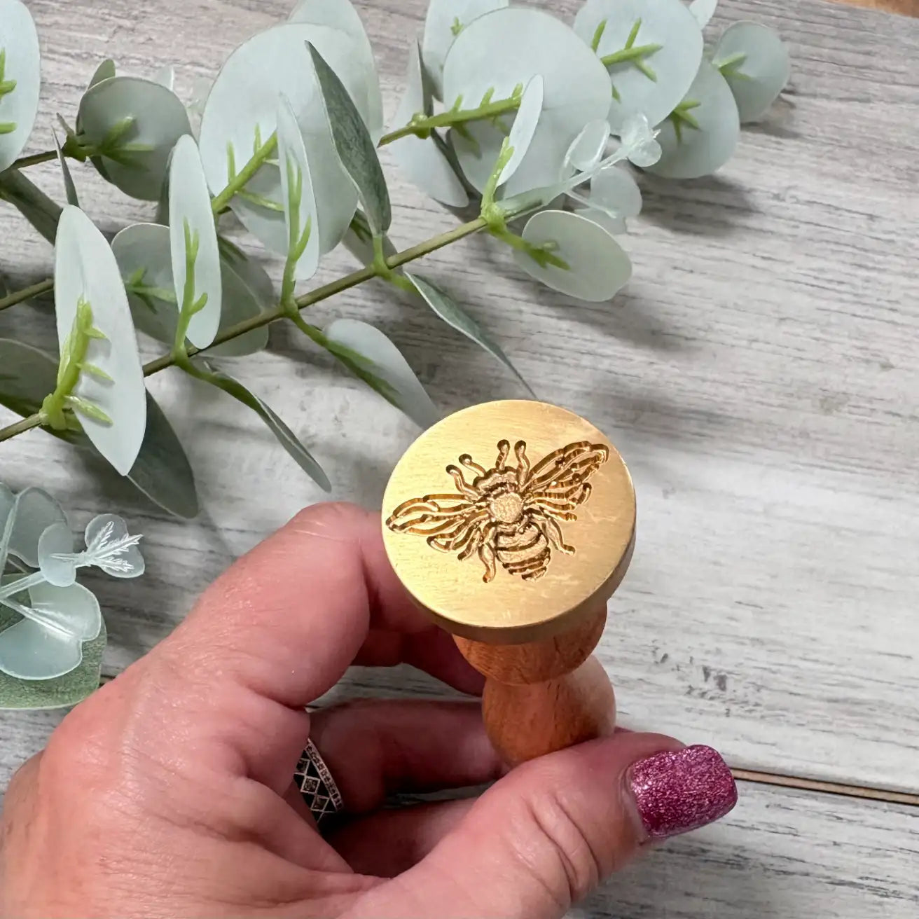 Wax Seal Wood Stamp - Bee in hand