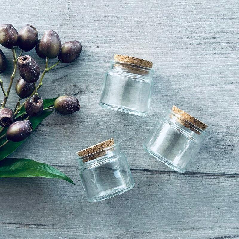 Short Thick Glass Jar With Cork Lid - 110ml - centaur packaging