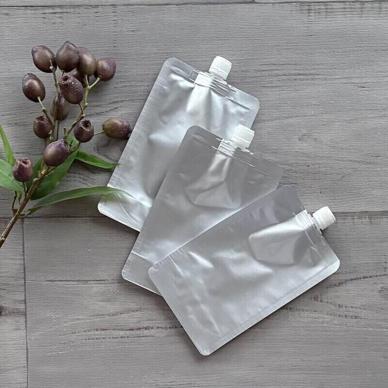 stand up Aluminium foil pouch with top spout 500ml capacity tamper evident lid x 3