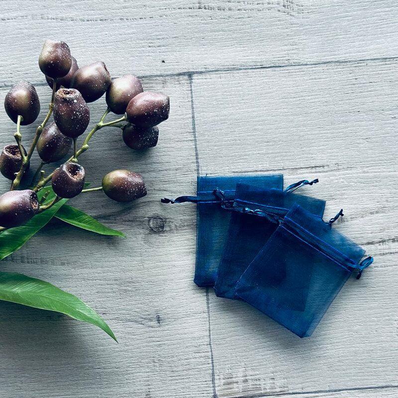 small organza bag navy x 3