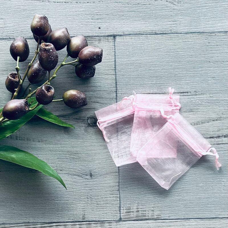 organza bags pink small x 3