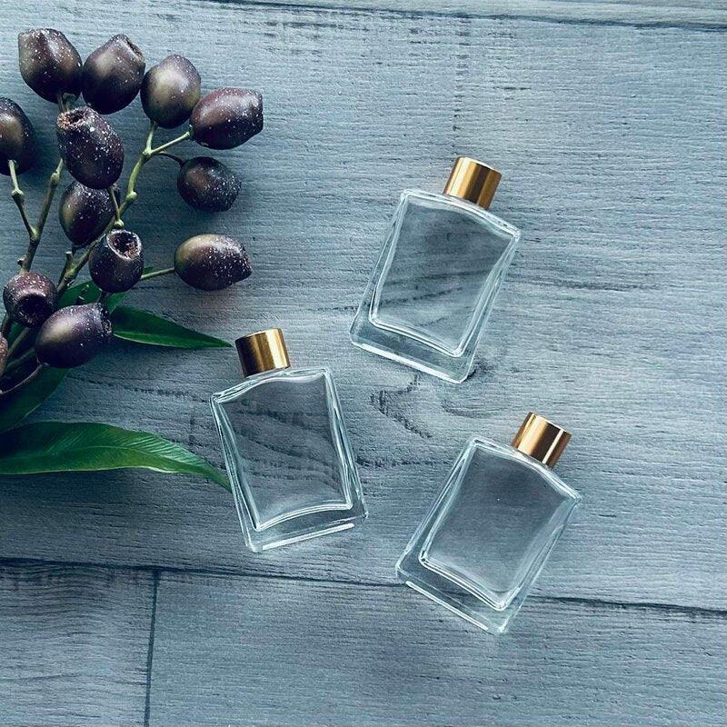 50ml square glass bottle with gold screw lid x 3