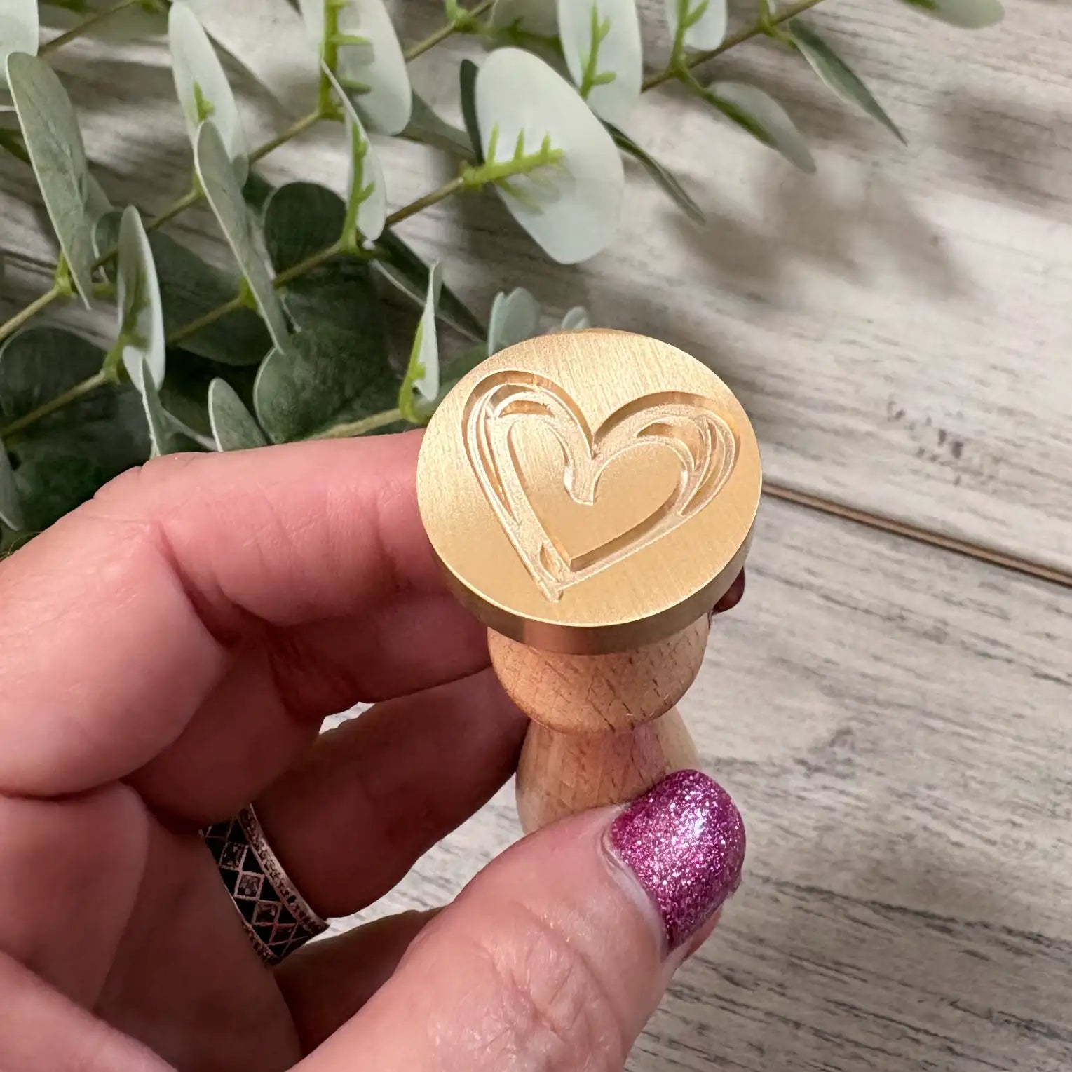 Wax Seal Wood Stamp - Heart held in hand
