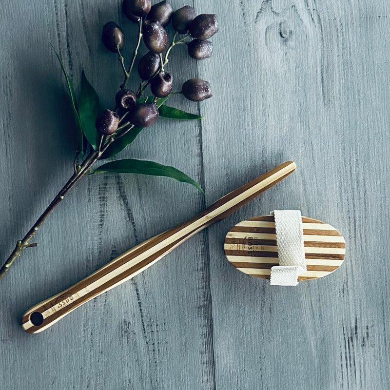 The Skin Brush with Bamboo Handle - showing that you can separate the head from the handle