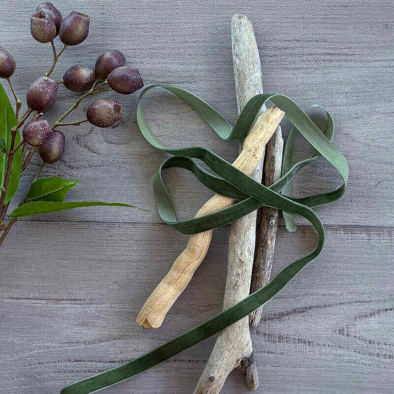 Premium Plush Velvet Ribbon Moss Green 15mm x 20mt