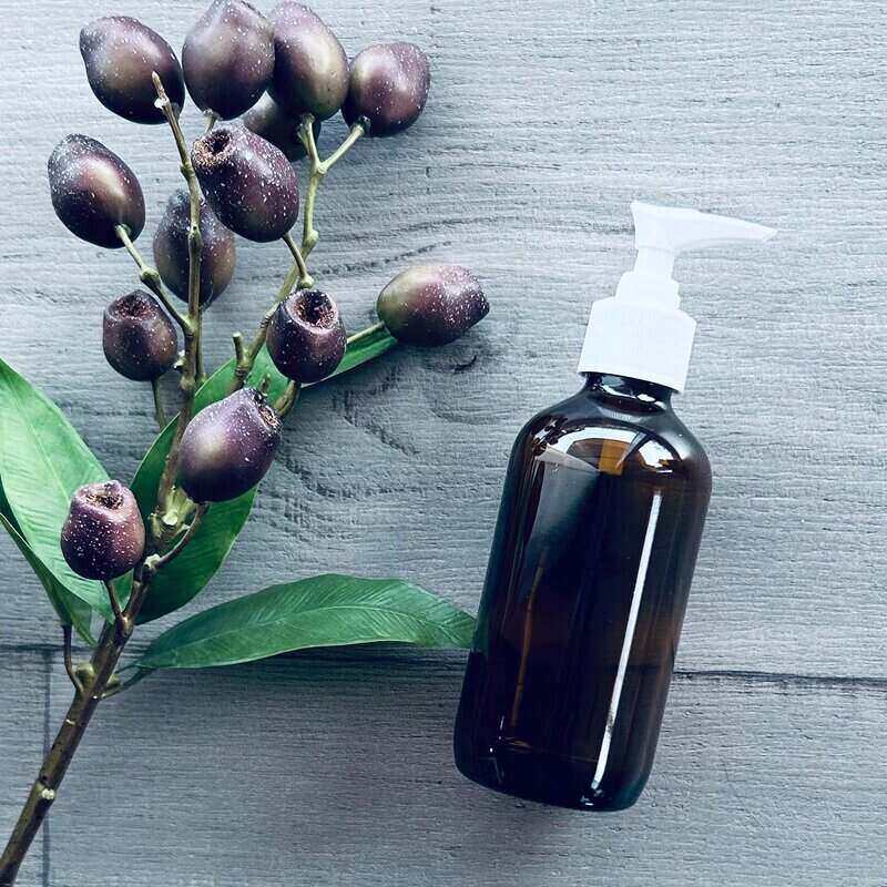 240ml glass amber bottle and white pump - centaur packaging