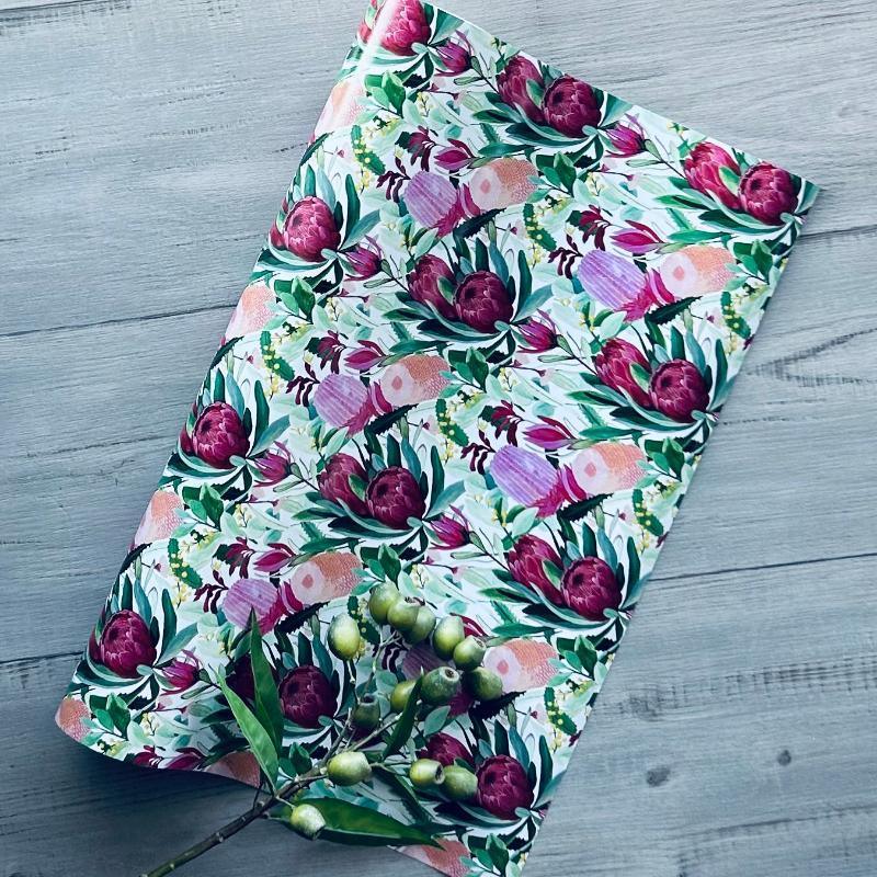 Wrapping Paper - Protea Native White 60cm x 40mt