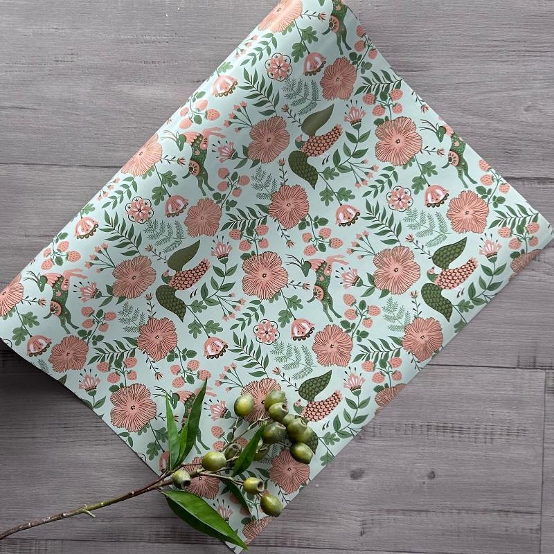 Wrapping Paper - Reindeer Garden Mint, Sage & Apricot