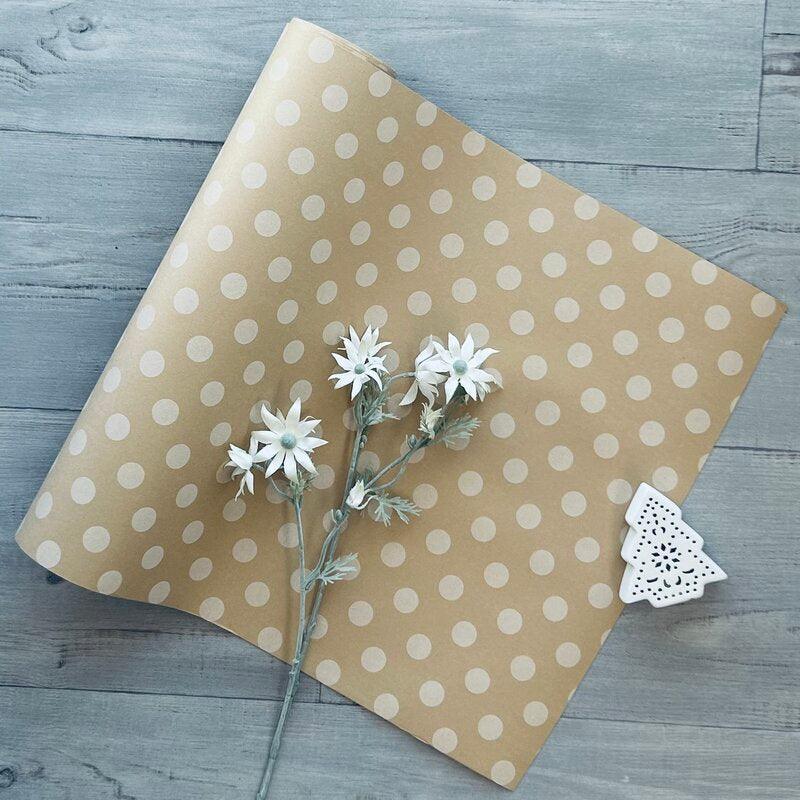 Wrapping Paper - White Spots on Kraft - centaur packaging