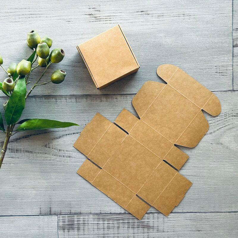 Kraft extra small gift box flat and folded