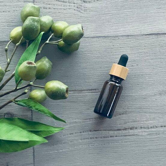 20ml Amber Glass Bottle with Bamboo Dropper - Black - centaur packaging