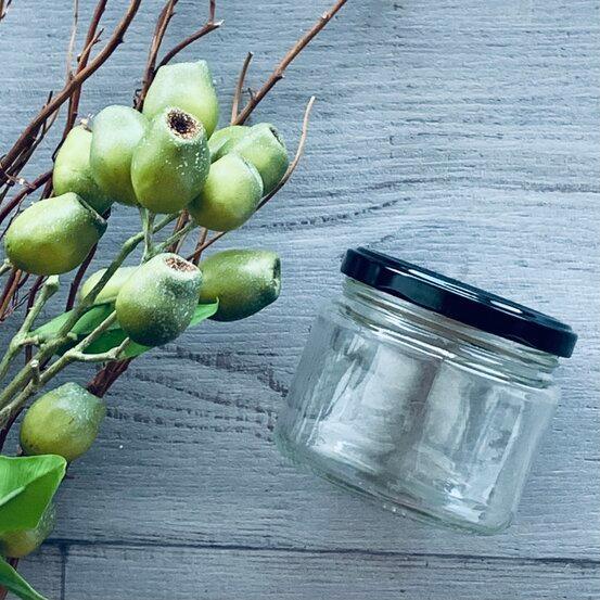 300ml Clear Jam Jar with Black Lid - centaur packaging
