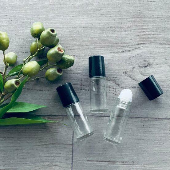 30ml Clear Roller Bottle - Black Lid - centaur packaging