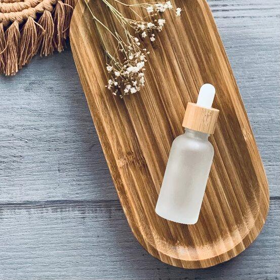 30ml Frosted Glass Bottle with Bamboo Dropper - centaur packaging