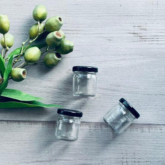 40ml Clear Jam Jar - Black Lid - centaur packaging