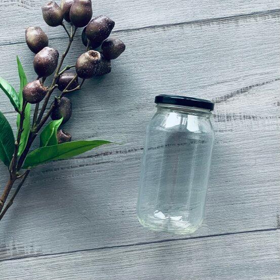 500ml Clear Glass Jar - Black Lid - centaur packaging