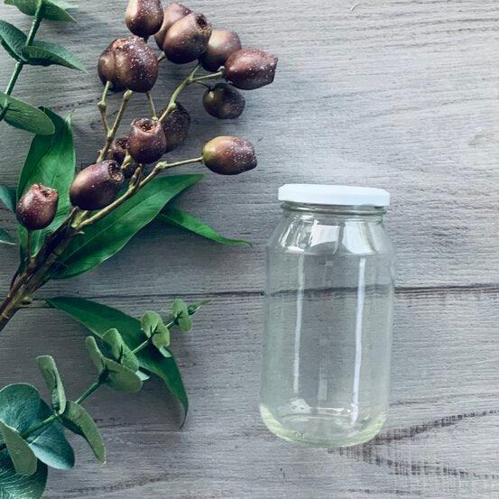 500ml Clear Glass Jar - White Lid - centaur packaging
