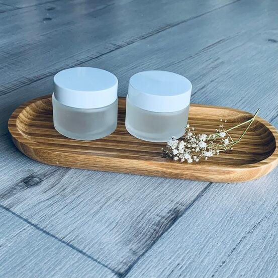 50gm Frosted Glass Jar with White Lid - centaur packaging