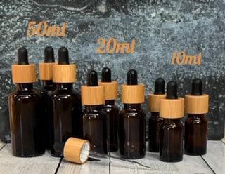 50ml Amber Glass Bottle with Bamboo Dropper - Black - centaur packaging