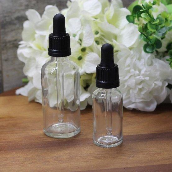50ml Clear Glass Bottle with Black Dropper - centaur packaging