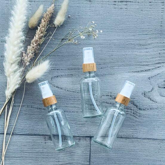 50ml Clear Glass Bottle with White Bamboo Pump - centaur packaging