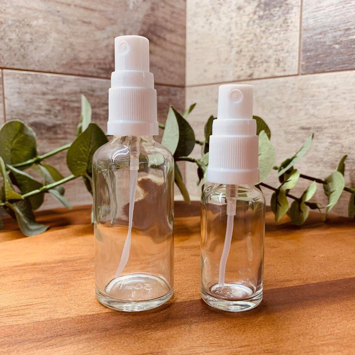 50ml Clear Glass Bottle with White Mister Spray - centaur packaging