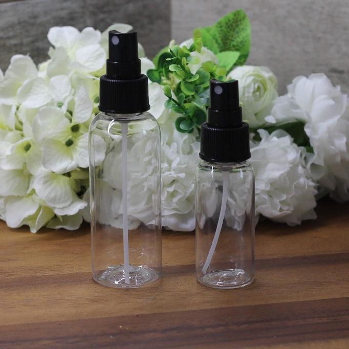 50ml Clear Tall PET Bottle With Black Spray Mister - centaur packaging