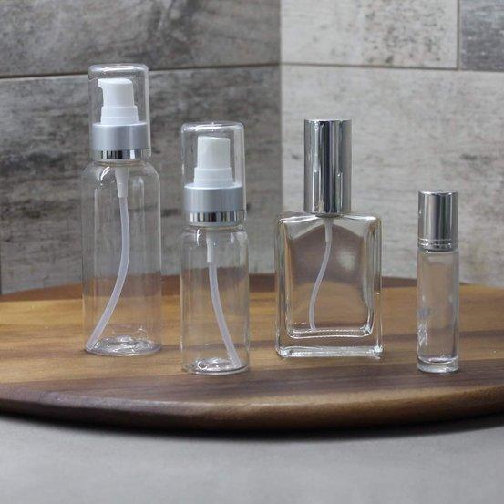 50ml Clear Tall PET Bottle with Deluxe Silver Mister - centaur packaging