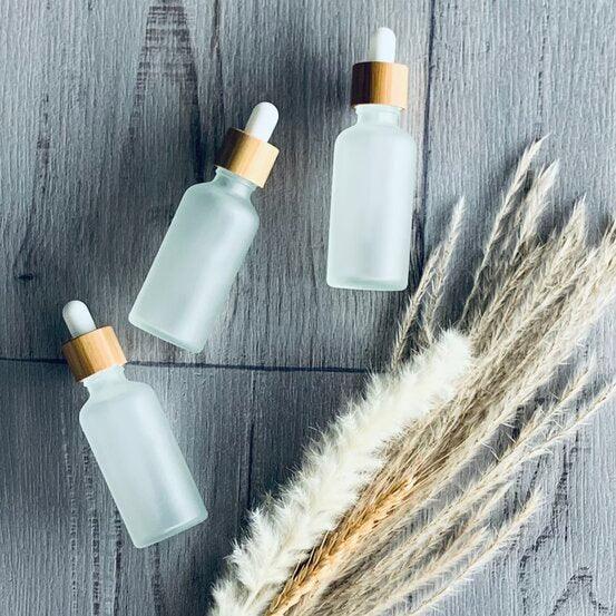 50ml Frosted Glass Bottle with Bamboo Dropper - centaur packaging